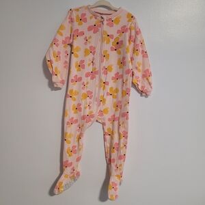 Pink Floral Footed Baby Pajamas - Soft Zip Sleepwear